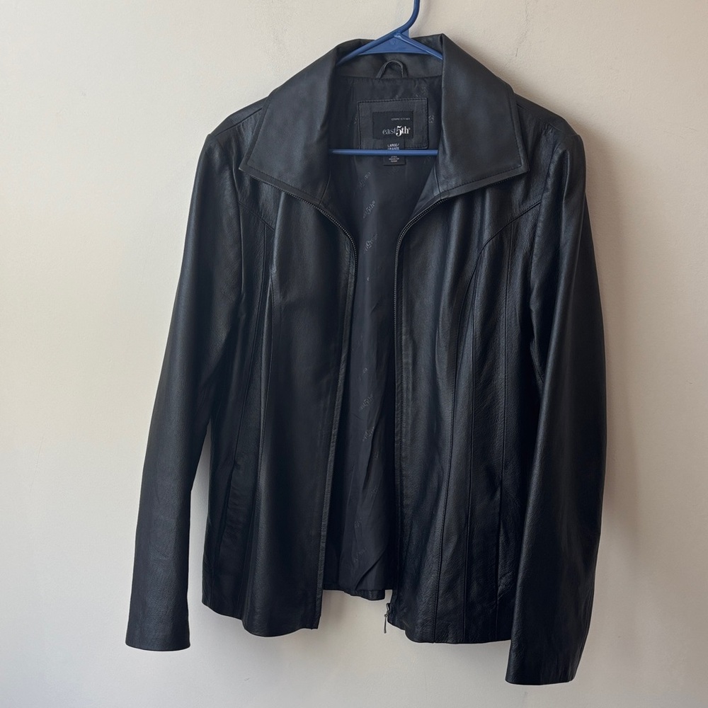 East 5th Classic Black Leather Jacket men size large